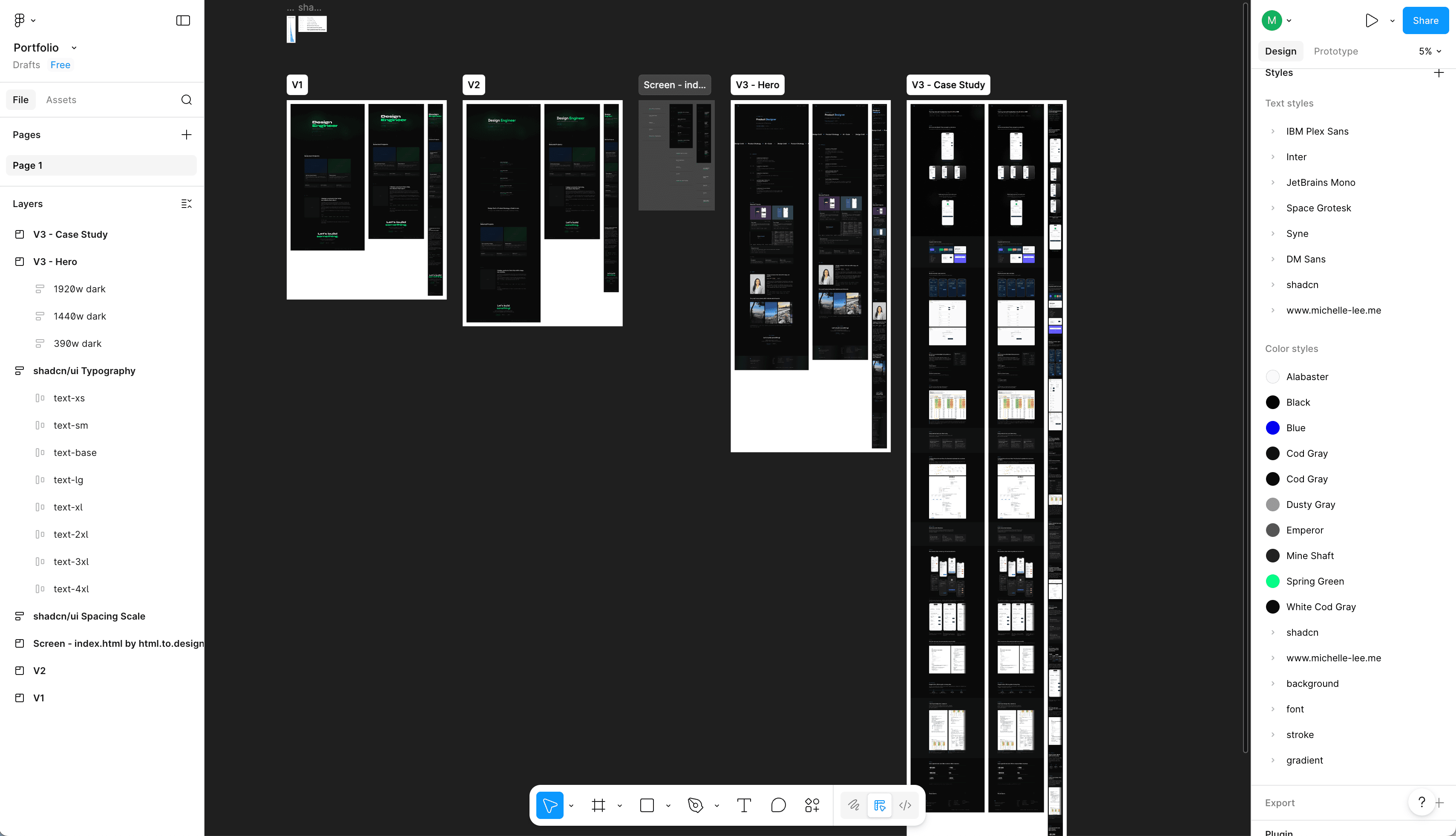 Figma file showing visual direction and component system